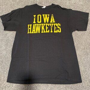 2 Iowa Hawkeye T shirts, Large. Black and Gold.
